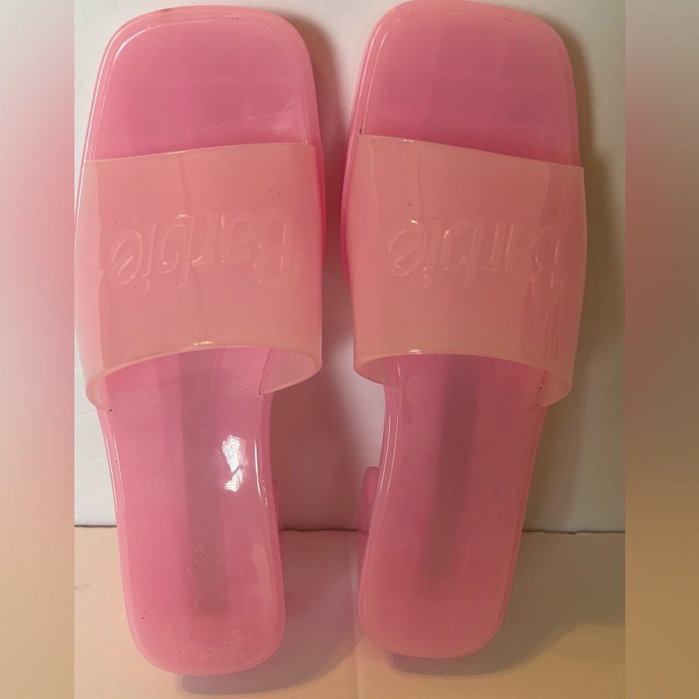 Barbie Pink Jelly Block Heels Sandals Slip On‎ Shoes Size 8